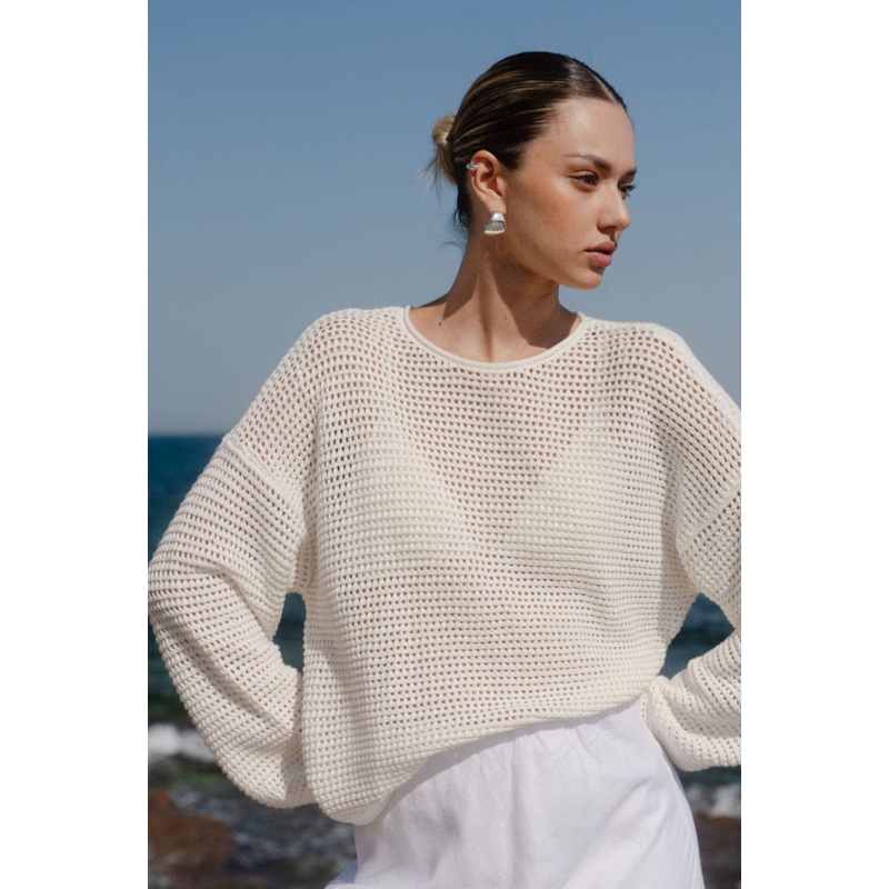 Dawn Ivory Crochet Knit Jumper