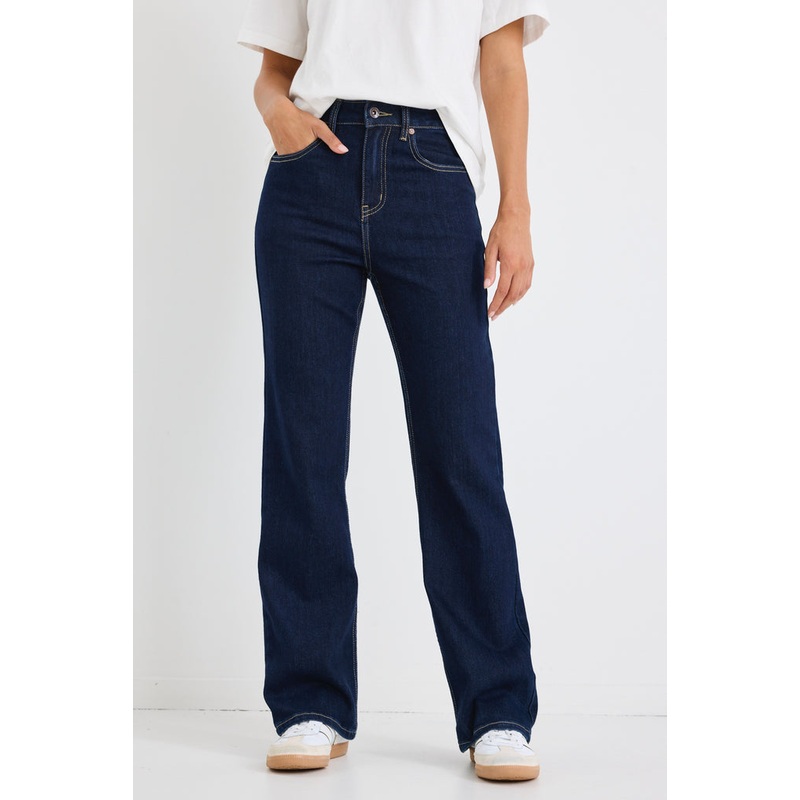 Farah Indigo High Rise Slim Straight Jean