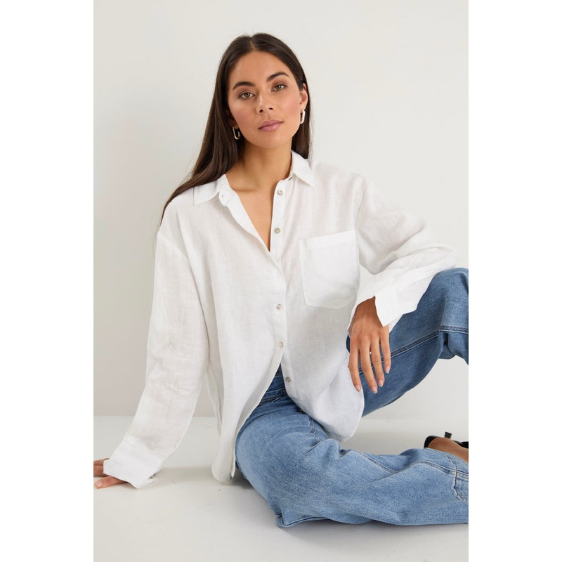 Optimum White Linen Oversized Shirt