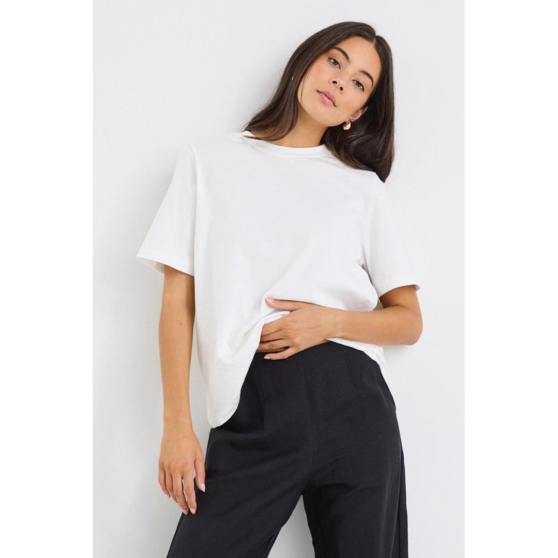 Street Ivory Crew Neck Short Sleeved Boxy Tee
