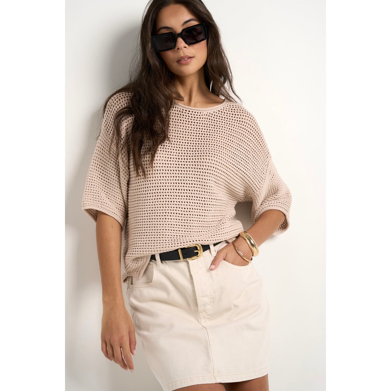 Sunrise String SS Crochet Knit Top