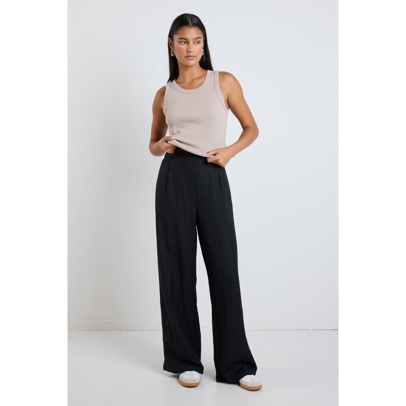 Instinctive Black Recycled Stretch Back Wide Leg Pant