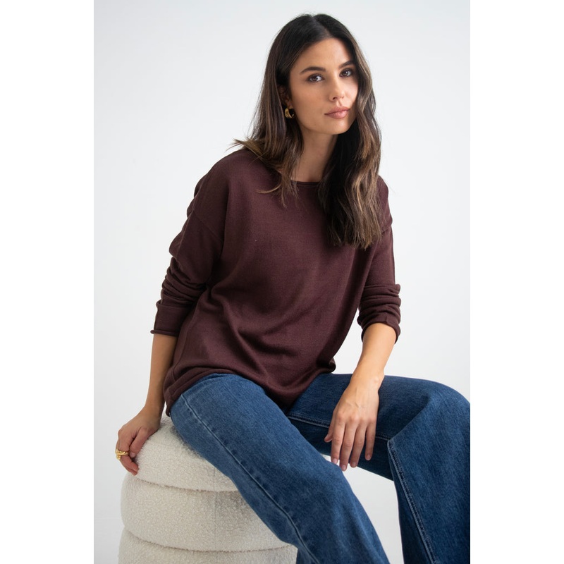 Legacy Chocolate Knit Wide Neck Jumper