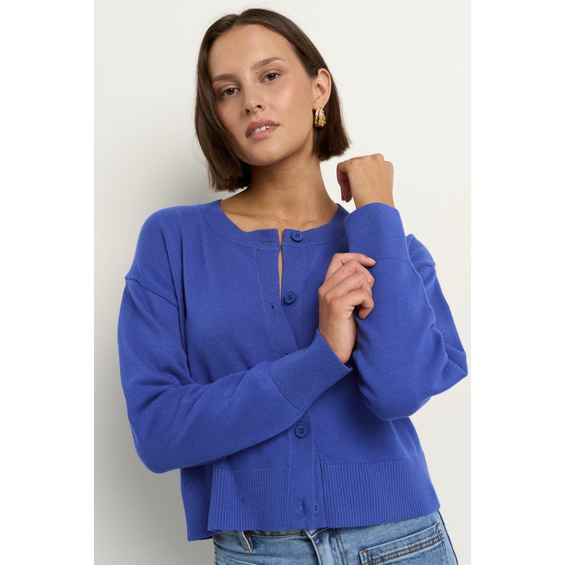 Release True Blue Cropped Crewneck Cardigan