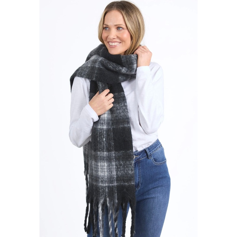 Elm Black White Check Comfy Scarf