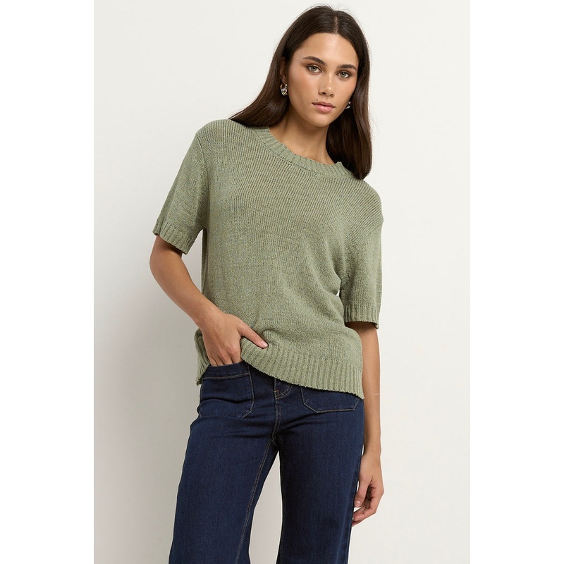 Loveable Sage Tape Yarn Knit Tee