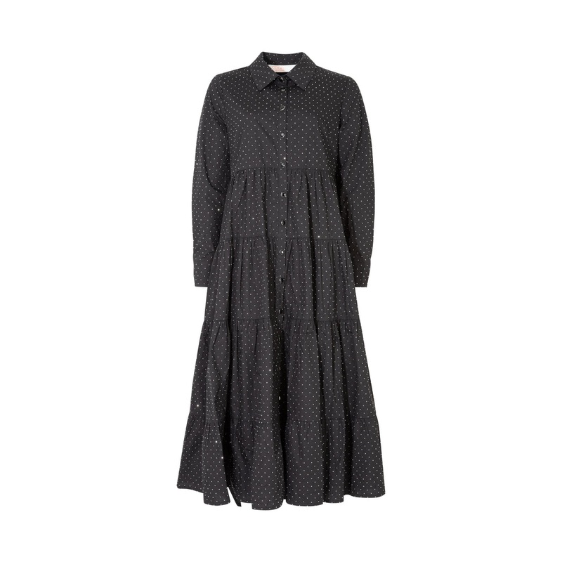 Sun & The Swoon Black Diamante LS Midi Dress