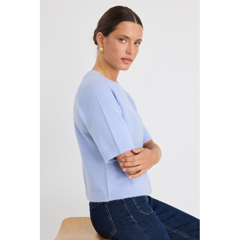 Assemble Ice Blue Alpaca Blend Raglan Knit Tee