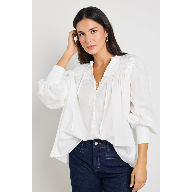 Creator Ivory Voile Pintuck LS Blouse