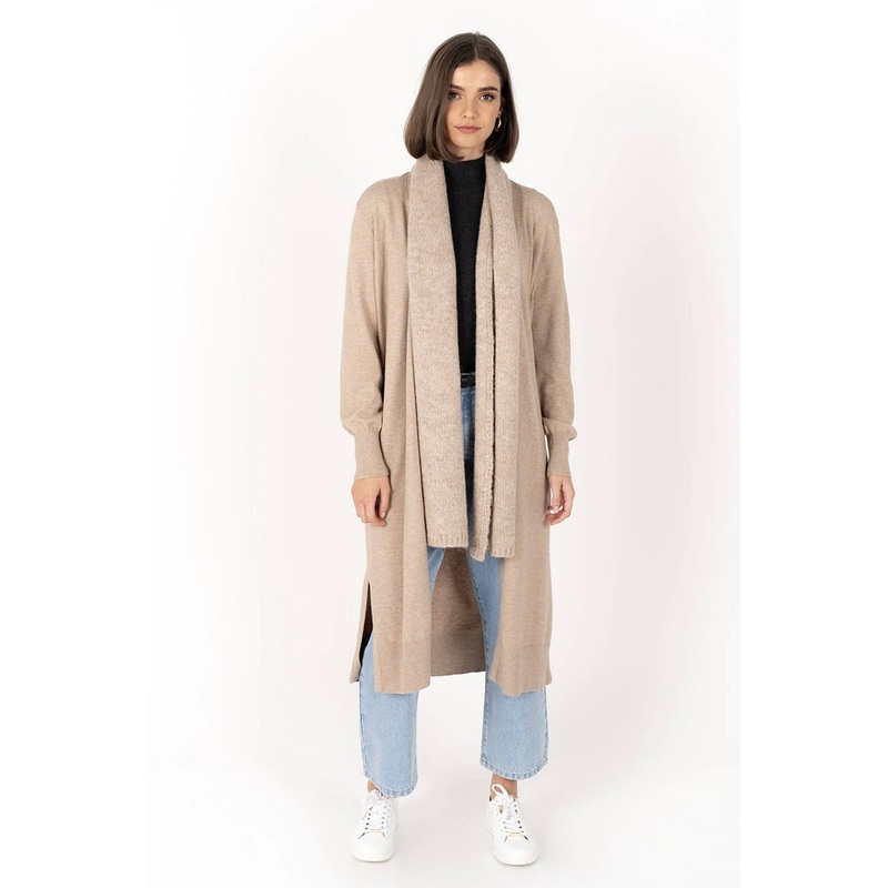 Juliette Birch Natural Longline Knit Cardi