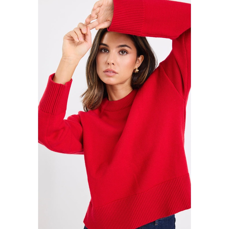 Negative Red Crew Neck Jumper