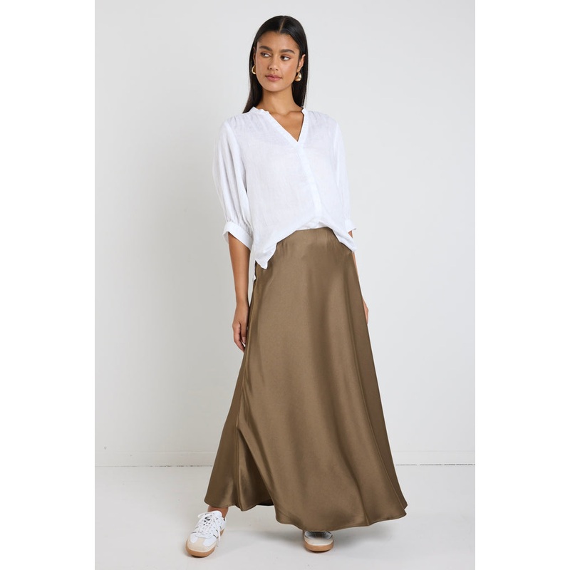 Preserve Bronze Floaty Satin Bias Maxi Skirt