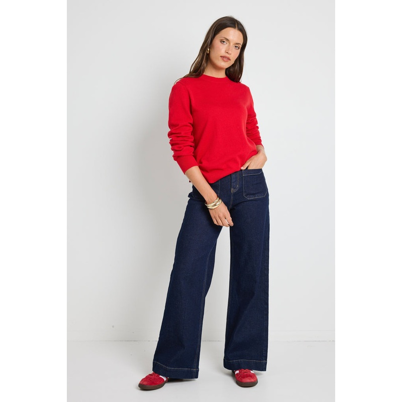Staycation Red Fine Gauge Cashmere Blend Knit Jumper