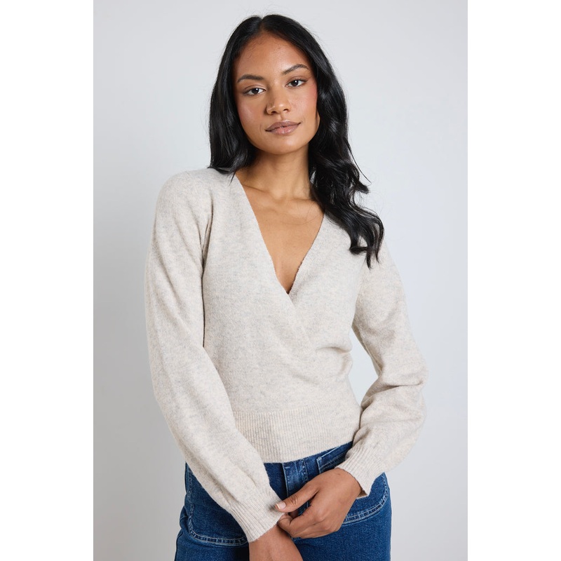 Charm Oat Marle Wrap Knit Jumper