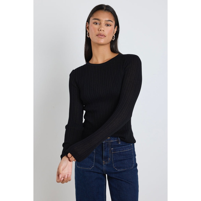 Fragment Black Sheer LS Knit Top