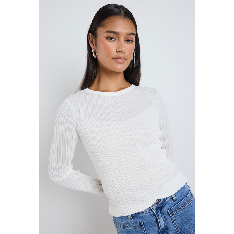 Fragment Ivory Sheer LS Knit Top