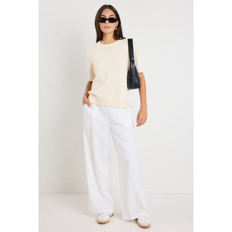 Lovesome Cream Cashmere Blend Chunky Knit Tee