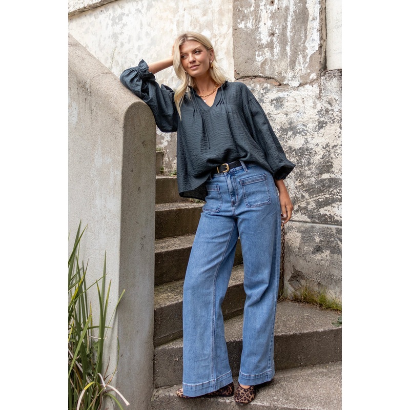 Refined Deep Forest LS Pintuck Top