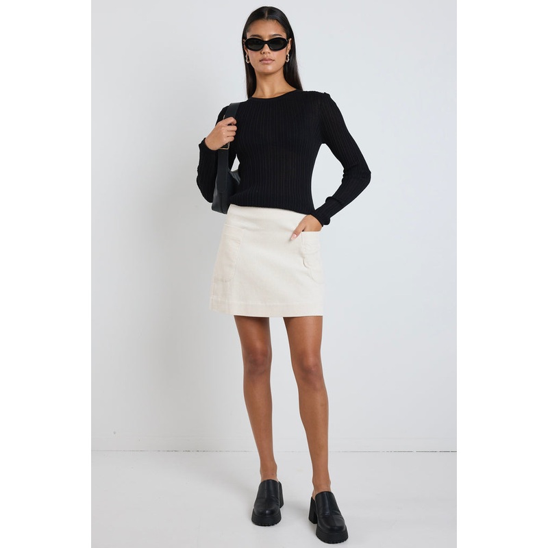Valid Ecru Cord Mini Skirt