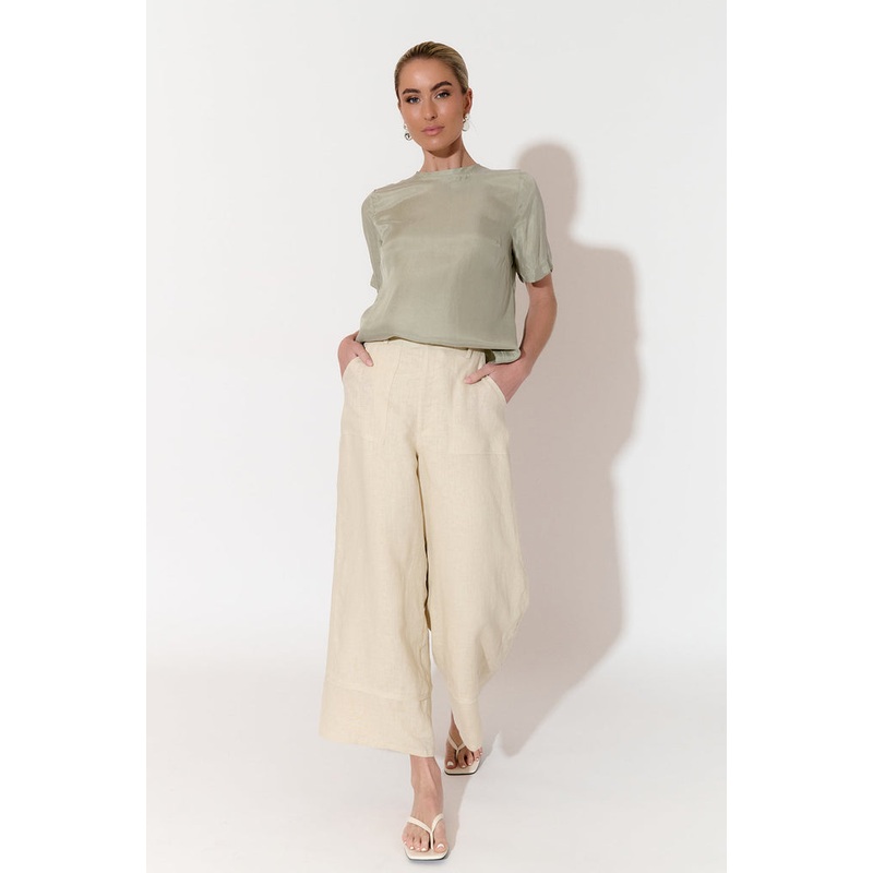 Gabriella Cream Lined Linen Pant