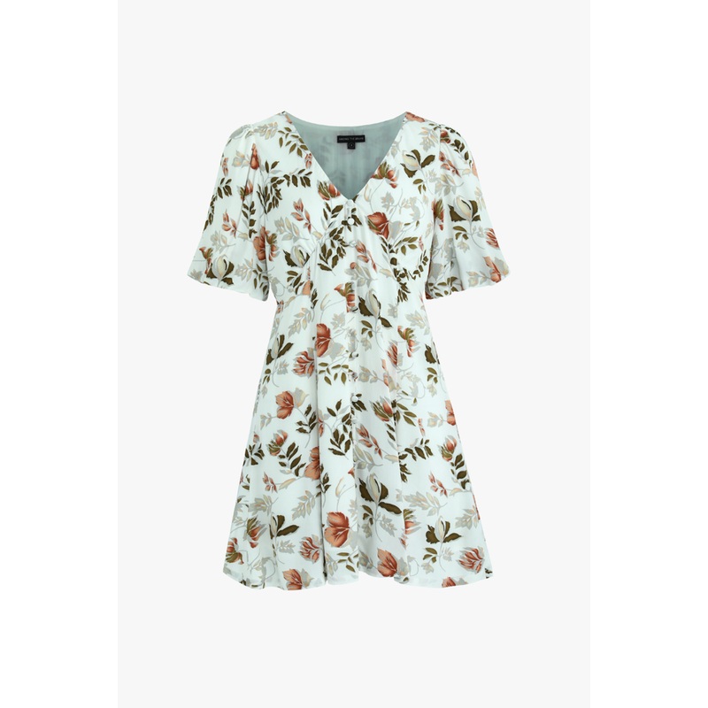 Adelaide Ivory Floral SS Button Front Mini Dress