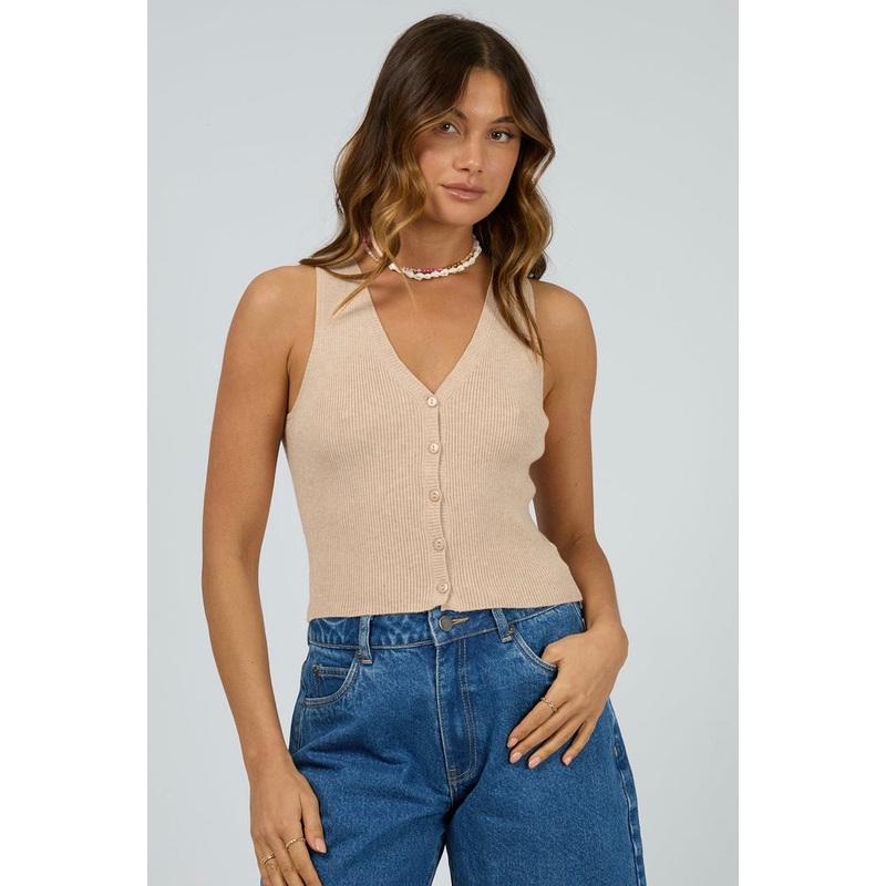 Henley Oatmeal Knit Vest