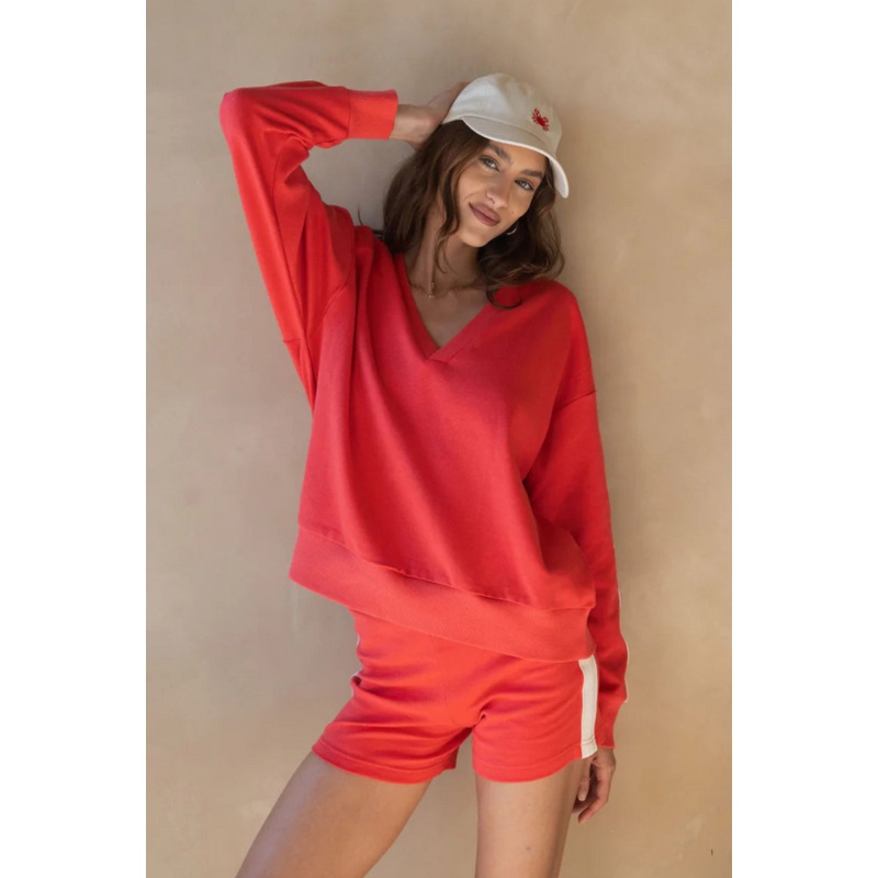 Serafina Lobster Red Cotton Knit Sweater
