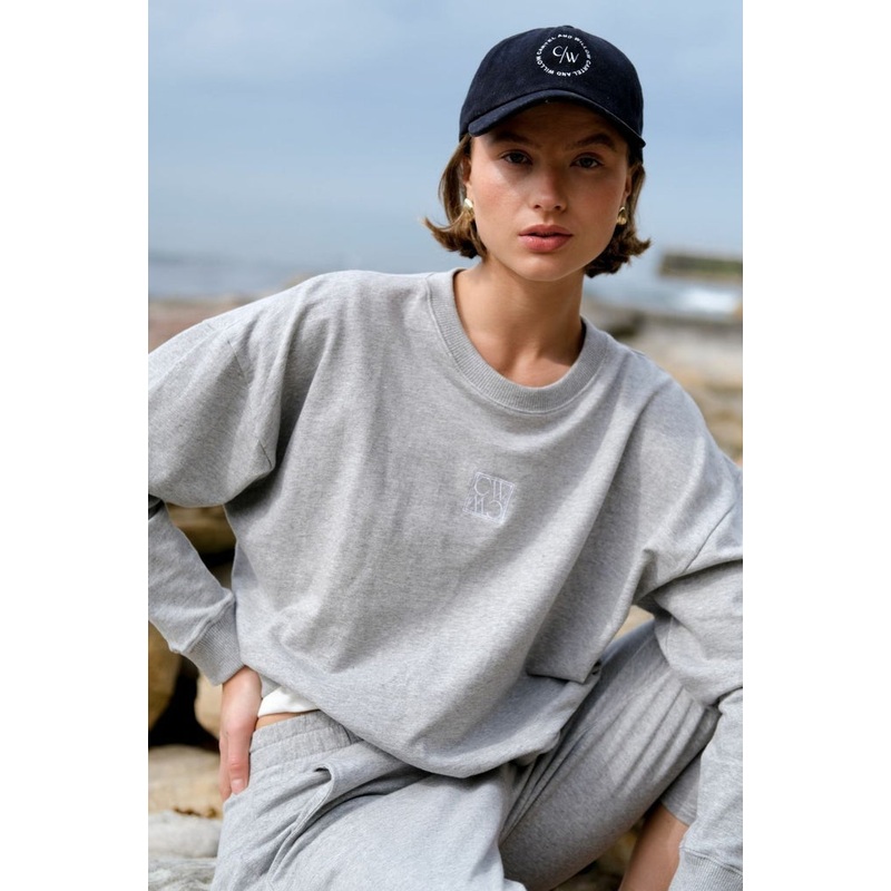 Ada Mist Marle Logo Slim Crew Sweater