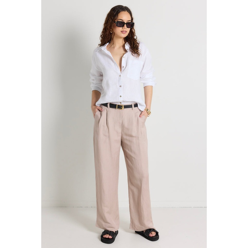 Fjord Mushroom Linen Blend Manstyle Pants