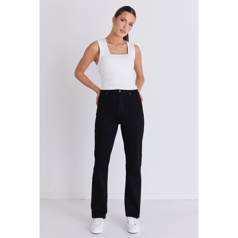Stadium Black High Rise Straight Super Stretch Jean