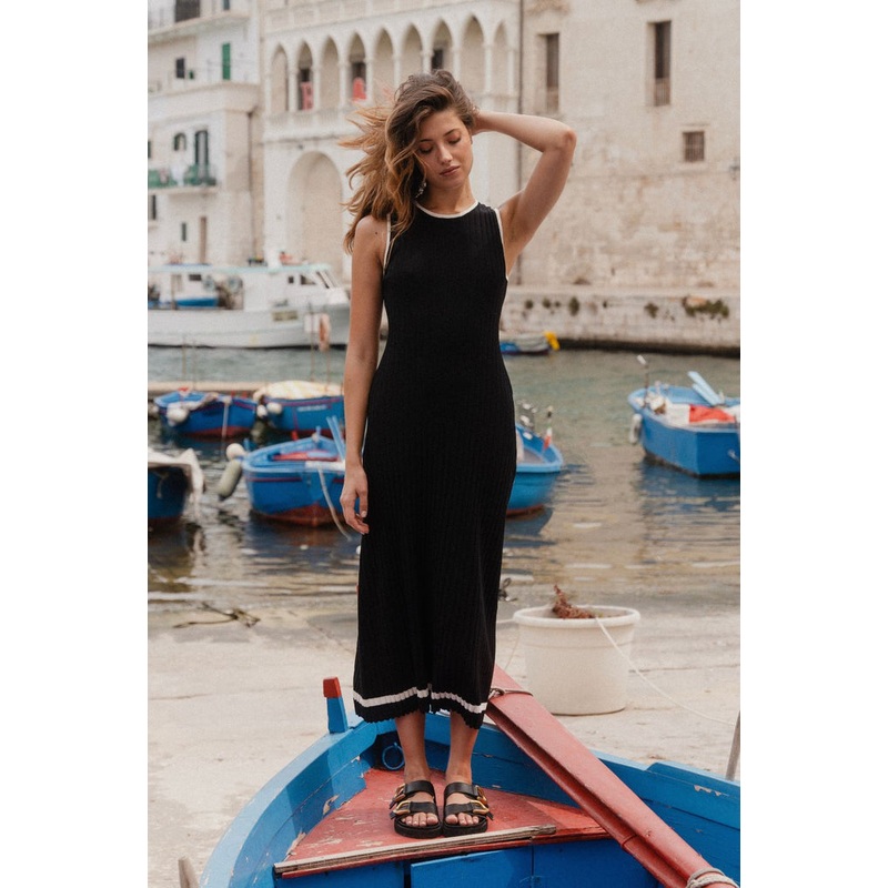 Vanity Black Rib Sleeveless Knit Maxi Dress