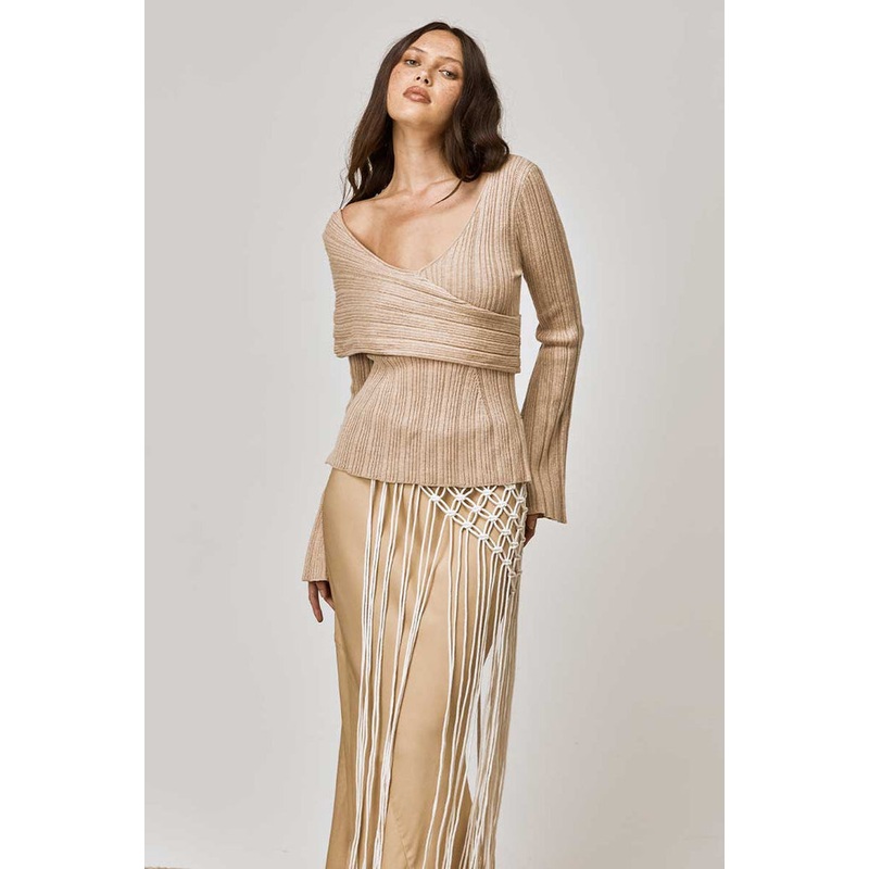 Harlow Natural Off Shoulder Knit Top