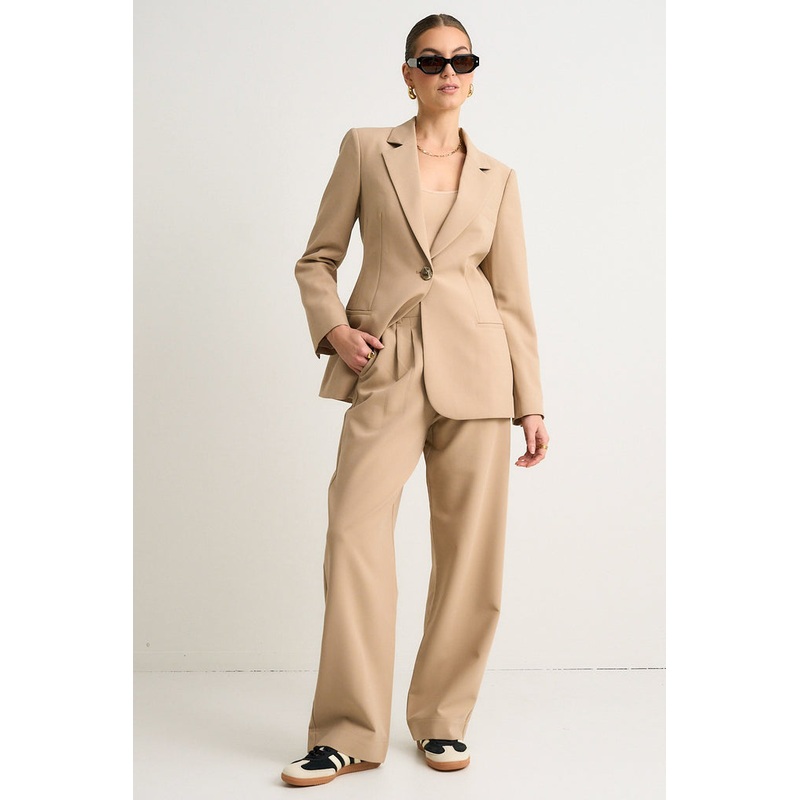 Sister Camel Textured Wide Leg Pants
