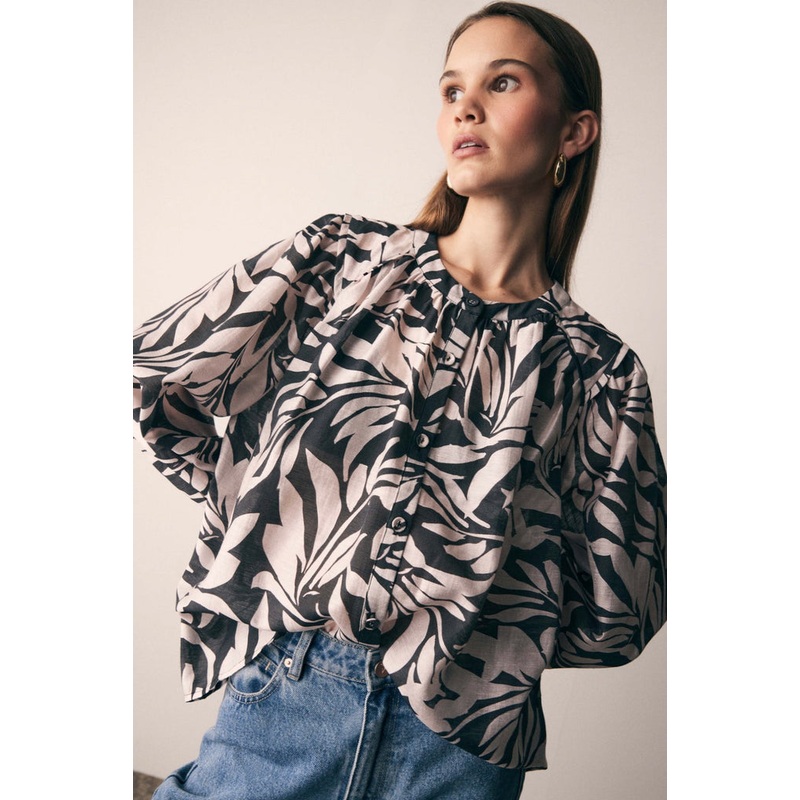 Symphony Black White Print Blouse