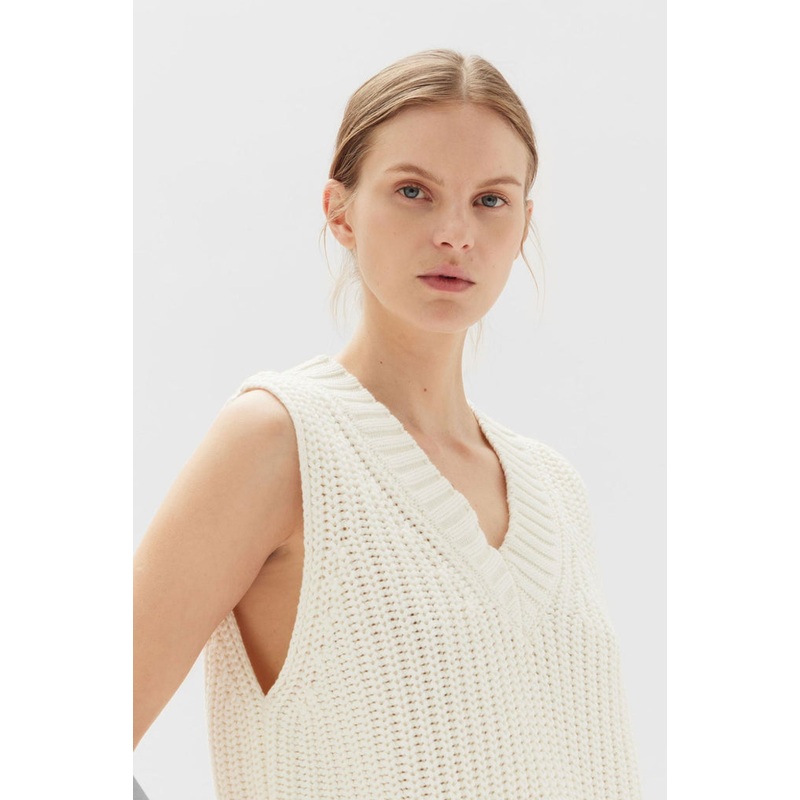 Charlotte Antique White Cotton Knit Vest