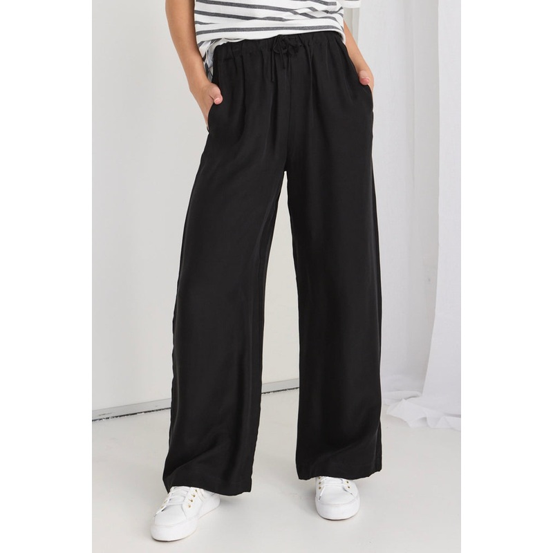 Riverside Black Luxury Blend Pull On Wide Leg Pants
