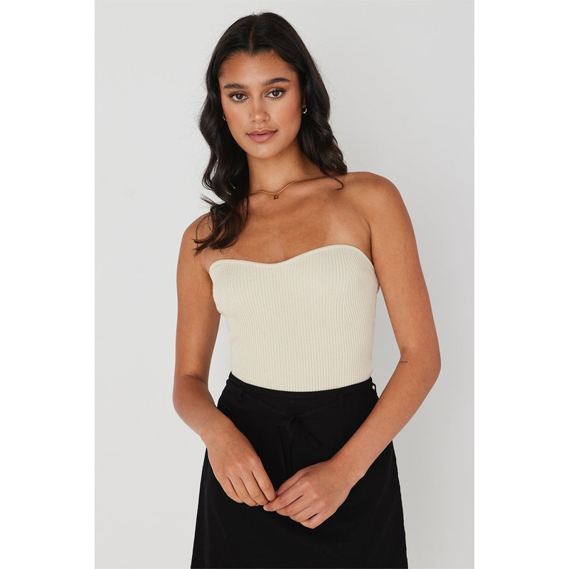 Mode Ecru Bandeau Knit Top