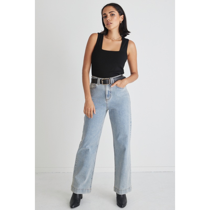Milly Pale Blue High Waist Wide Leg Jean