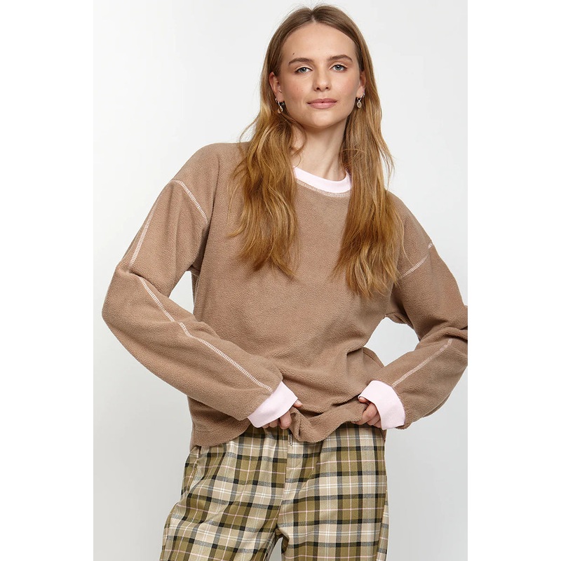 Puka Camel Pink Trim Sweatshirt