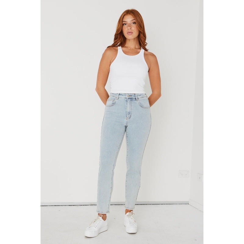 Tommy Acid Wash High Waist Straight Leg Jean