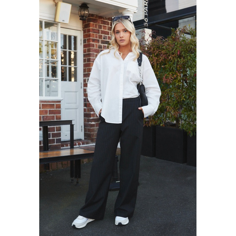 Best Life  Black Pinstripe Wide Leg Pant