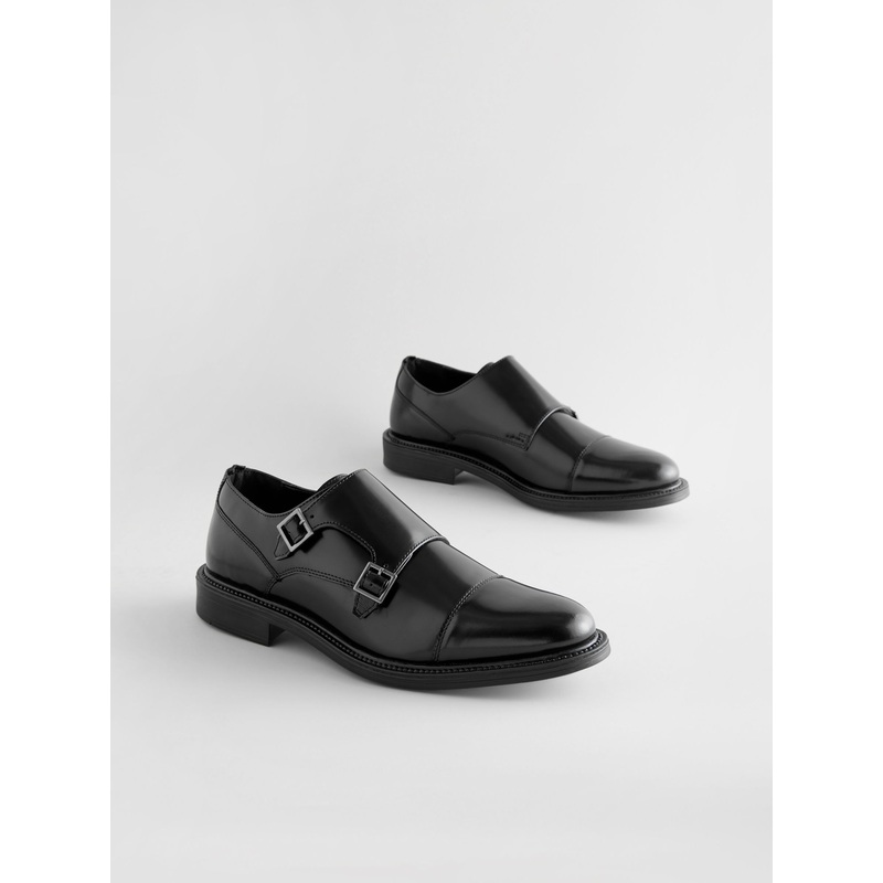 Black Double Monk Shoes