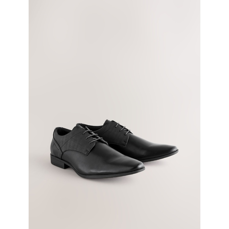 Black Standard Fit Derby Lace-Up Shoes