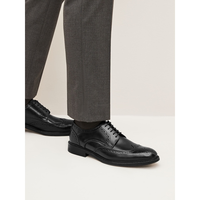 Black Standard Fit Leather Derby Brogues