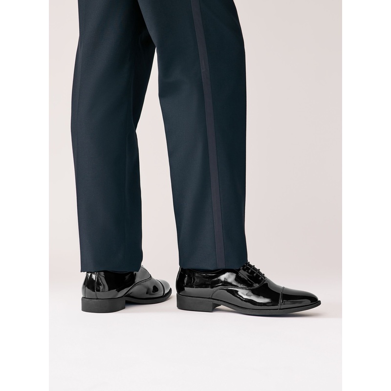 Black Standard Fit Patent Oxford Toe Cap Shoes