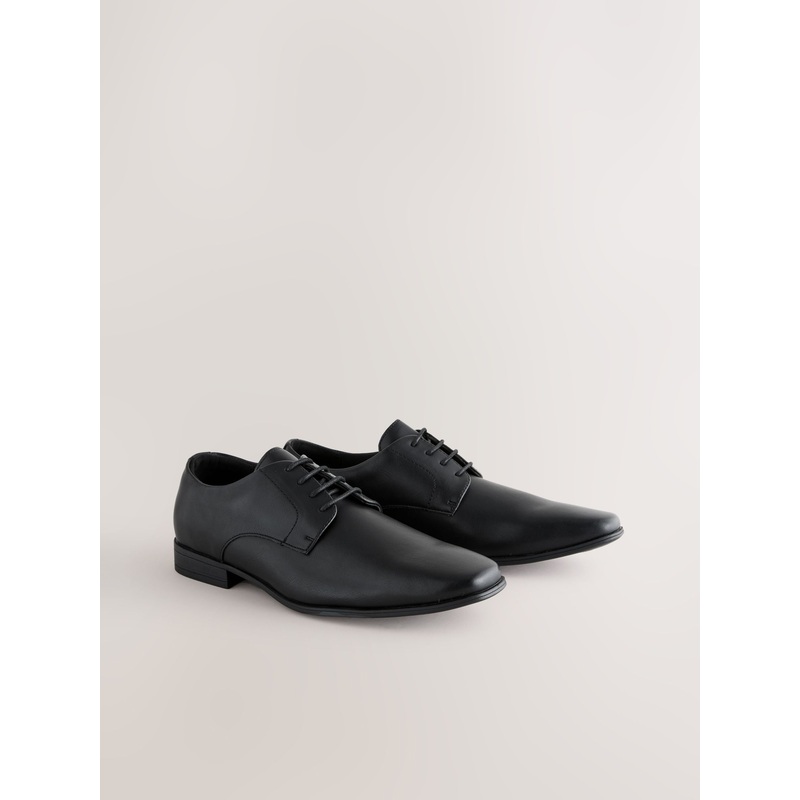 Black Standard Fit Slim Square Derby Shoes