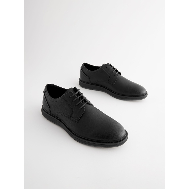 Black Wedge Derby Shoes