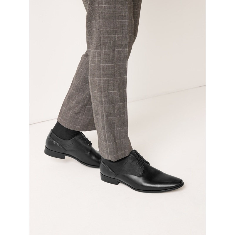 Black Wide Fit Derby Lace-Up Shoes