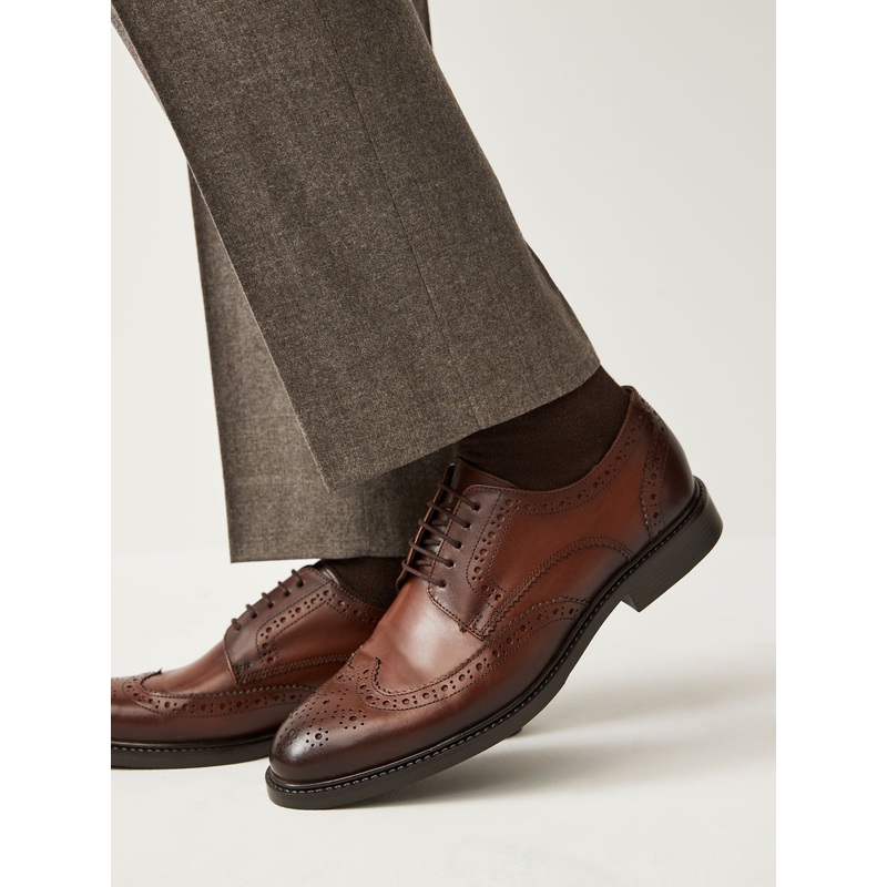 Brown Standard Fit Leather Derby Brogues