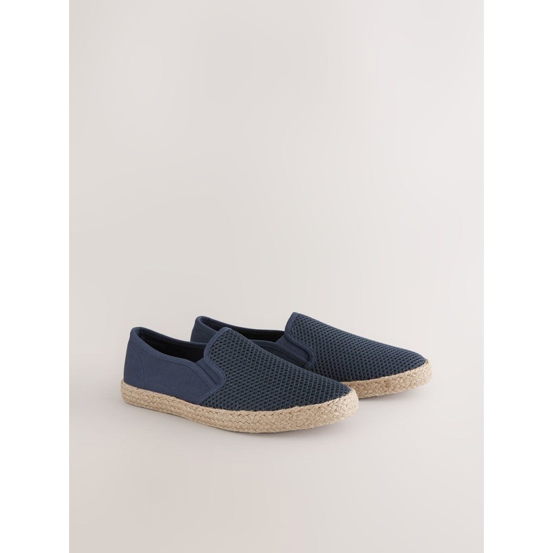 Navy Blue Textured Espadrilles